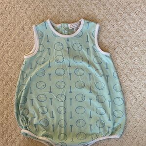 The Beaufort Bonnet Company Mint Blue Golf Print Sleeveless Romper